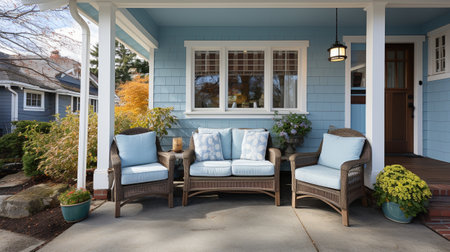 house's front porch with the door openの素材