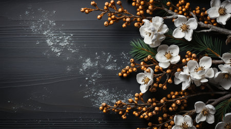 Background of Christmas fir branchesの素材