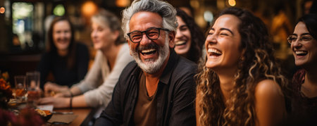 A group of individuals of various ages and races enjoying themselves outsideの素材