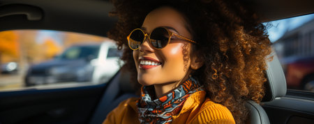 Teenage girl in a carの素材