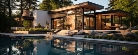 contemporary home with poolの素材