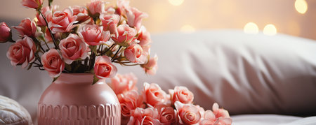 vase of flowers in the bedroomの素材