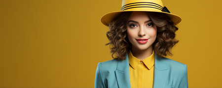 Young experienced real estate agent wearing a blue blazer points to an empty location for investmentの素材