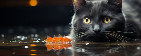 Risk to goldfish from catの素材