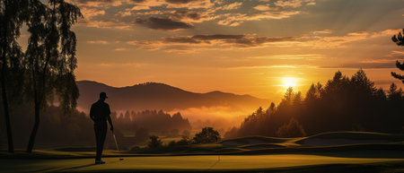 A man is playing golf,の素材