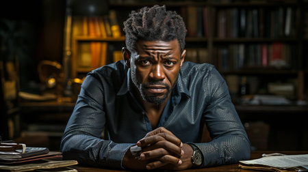 Agency Black young professional with stressedの素材