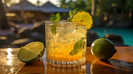 Mai tai or mai thai is the name of a popular cocktail made with rum, lime juice, orgeat syrup, and orange liqueur.の素材