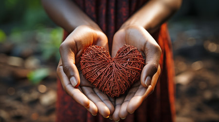 a woman's hand making a heart-shaped sign up close.の素材