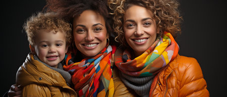 a pair of colourful mums who are pleased of their child homosexual, queer, and bisexualの素材