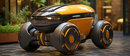 autonomic bot for parcel delivery. Last-mile delivery that are economical and environmentally friendlyの素材