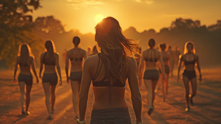 collaboration, exercise for fitness, summertime diversity and well-being, and freedomの素材