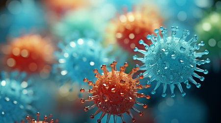 close-up of bacteria or virus cells on a light background.の素材