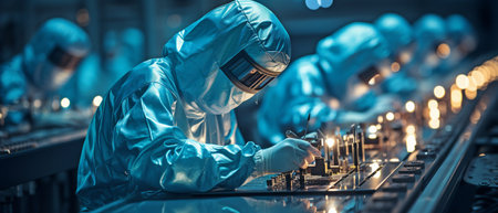 Worker in an Electronic Lab Factoryの素材