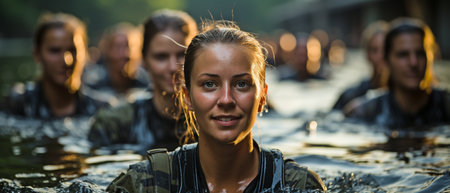 exercising in the water during the remobilization lessonの素材