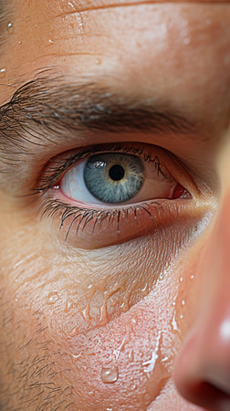 expanded pores on an adult male face with greasy skin, close-up macro, highly detailed cosmetic medical image, enormous, wide pore with comedonesの素材
