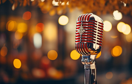 vintage microphone during a performanceの素材