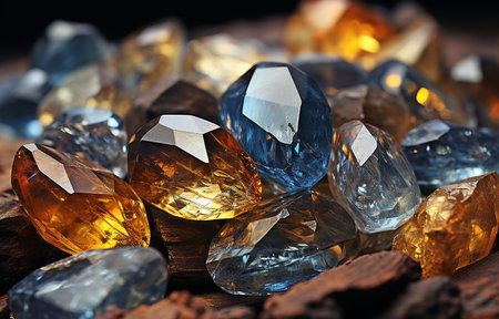 a variety of exquisite rough diamondsの素材