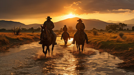 Cowboys in silhouetteの素材