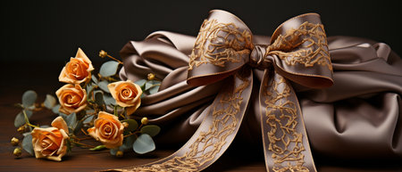 A crucifix is fastened to numerous ribbons andの素材
