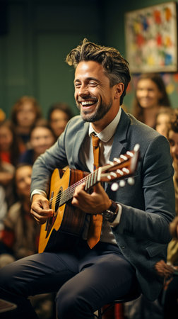seasoned music educator in the classroomの素材