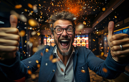 Someone lucky wins a large jackpotの素材