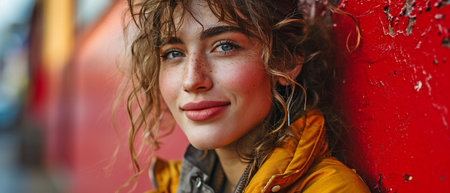 Chic and fashionable girl sporting a burgerの素材