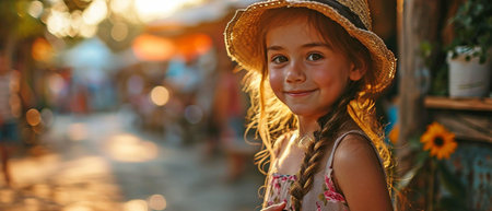 Smiling young girl with an ice cream coneの素材