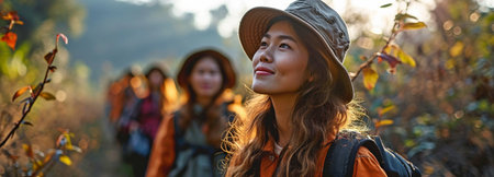 Asian engineer woman, smiling outside and facing solar panels in support of sustainability, ecology, and renewable energy. Photovoltaic specialist, in the field and content in this construction site portrait,の素材