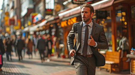 A businessman rushingの素材