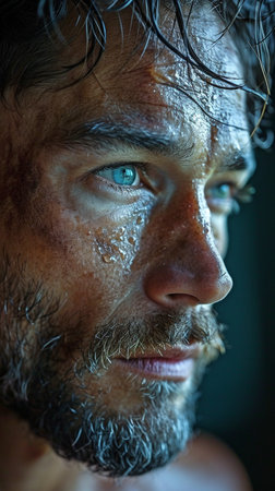 face or sombre in the studio with flex for health, well-being, or strength training in athletic attireの素材