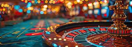 Moving roulette wheel against a vivid, colourful backdropの素材