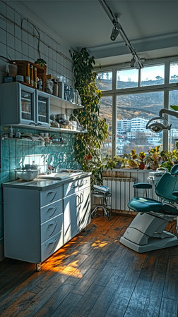 White dentist cabinet clinic that is spotlessの素材