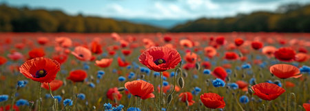 Poppy crowns. Depth of field is shallow.の素材