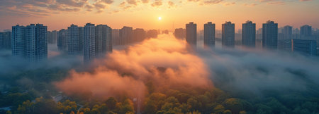 City fog in the morningの素材