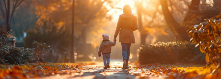 Gorgeous, athletic women pushing strollers at dusk while running and walking along a paved walkway in a parkの素材