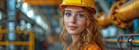 Female employees Caucasian female architect with intelligence who works as a construction engineer, inspecting a building projectの素材