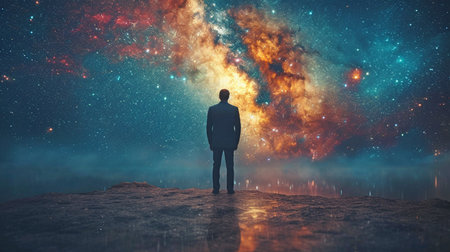 A picture of a businessman staring into spaceの素材