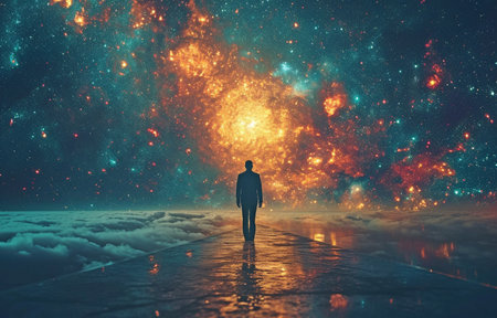 A picture of a businessman staring into spaceの素材