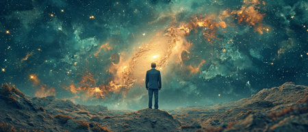 A picture of a businessman staring into spaceの素材