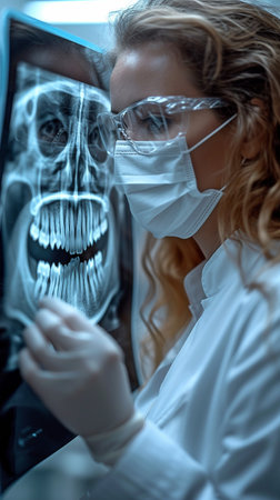 Dentist Examining X-ray of Teethの素材