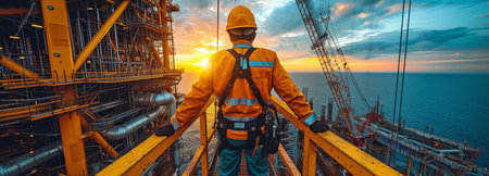 employees on construction sites donning equipment-protective safety harnesses with rope accessの素材