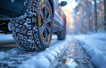 A winter wheel ready to be fitted to an automobileの素材