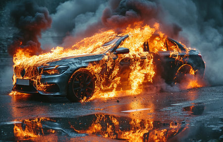 the spontaneous combustion fire event involving the automobile transportの素材