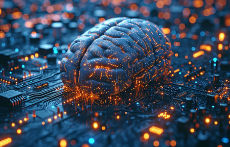 electronic brain coupled with a communication cable,の素材