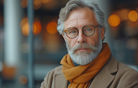An adult speaker with facial hair describing financial strategyの素材