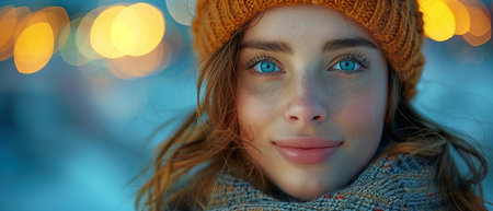 A girl in her early adulthood Woman in close-up during the day or night, wearing a serious or neutral expression on her faceの素材