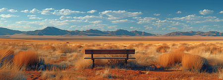 A picnic place and rest stop in the wide desertの素材
