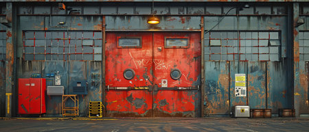 Access to the garage of a downtown buildingの素材