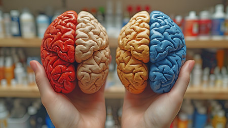 The creative background of the human brain exists. The left logical hemisphere and the right creative hemisphere in comparisonの素材