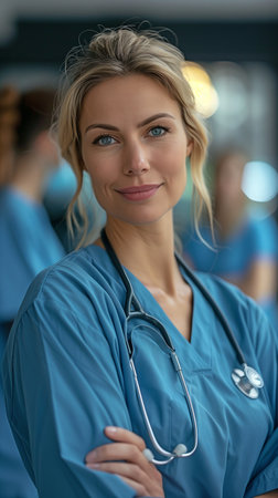 The medical staff works as a cohesive unit to deliver expert healthcare services and acts as the hospital's leadership.の素材